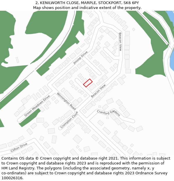 2, KENILWORTH CLOSE, MARPLE, STOCKPORT, SK6 6PY: Location map and indicative extent of plot