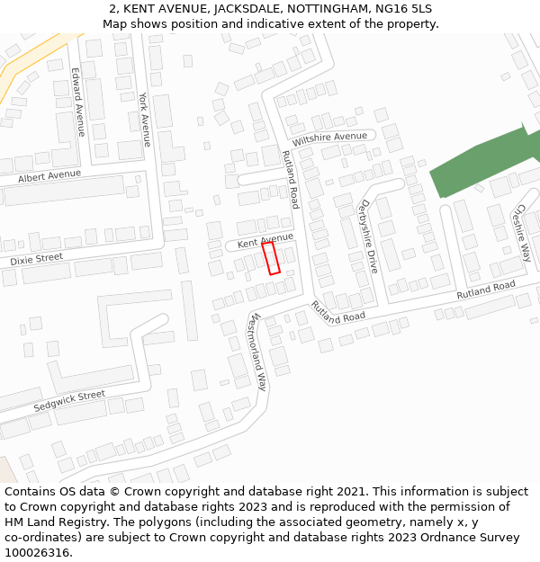 2, KENT AVENUE, JACKSDALE, NOTTINGHAM, NG16 5LS: Location map and indicative extent of plot