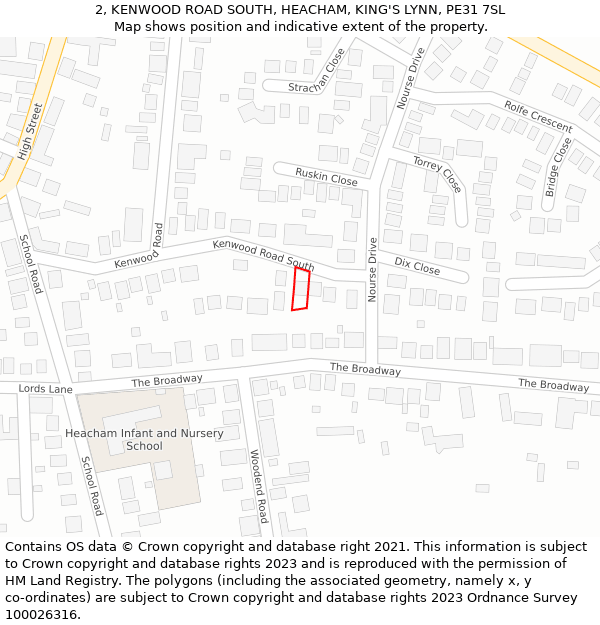 2, KENWOOD ROAD SOUTH, HEACHAM, KING'S LYNN, PE31 7SL: Location map and indicative extent of plot