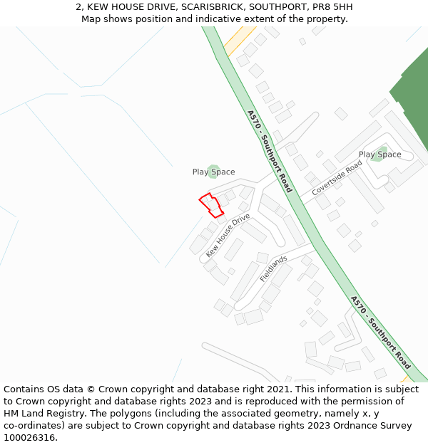 2, KEW HOUSE DRIVE, SCARISBRICK, SOUTHPORT, PR8 5HH: Location map and indicative extent of plot