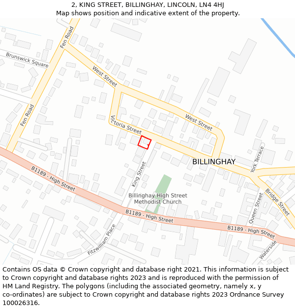 2, KING STREET, BILLINGHAY, LINCOLN, LN4 4HJ: Location map and indicative extent of plot