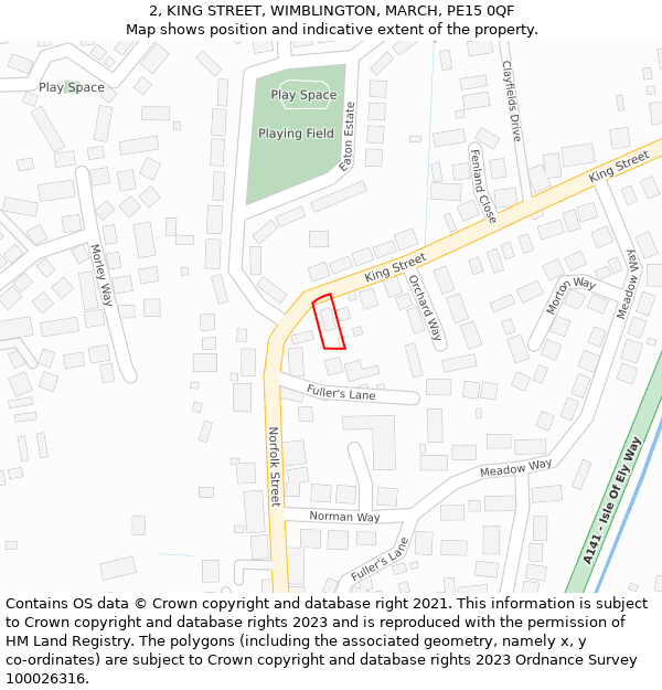 2, KING STREET, WIMBLINGTON, MARCH, PE15 0QF: Location map and indicative extent of plot