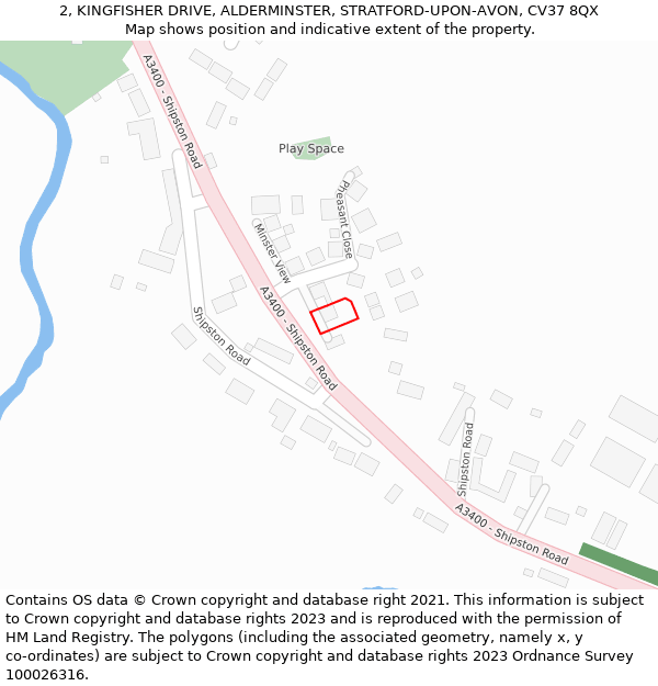 2, KINGFISHER DRIVE, ALDERMINSTER, STRATFORD-UPON-AVON, CV37 8QX: Location map and indicative extent of plot