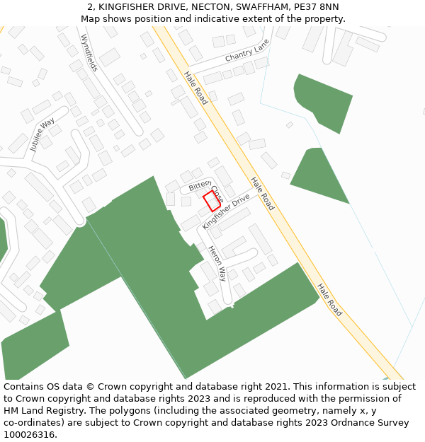 2, KINGFISHER DRIVE, NECTON, SWAFFHAM, PE37 8NN: Location map and indicative extent of plot