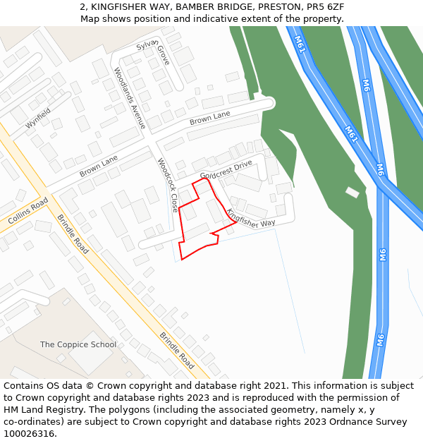 2, KINGFISHER WAY, BAMBER BRIDGE, PRESTON, PR5 6ZF: Location map and indicative extent of plot