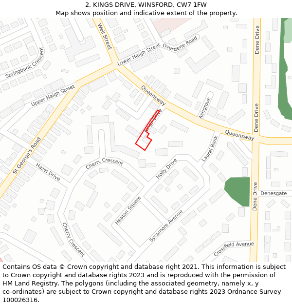 2, KINGS DRIVE, WINSFORD, CW7 1FW: Location map and indicative extent of plot