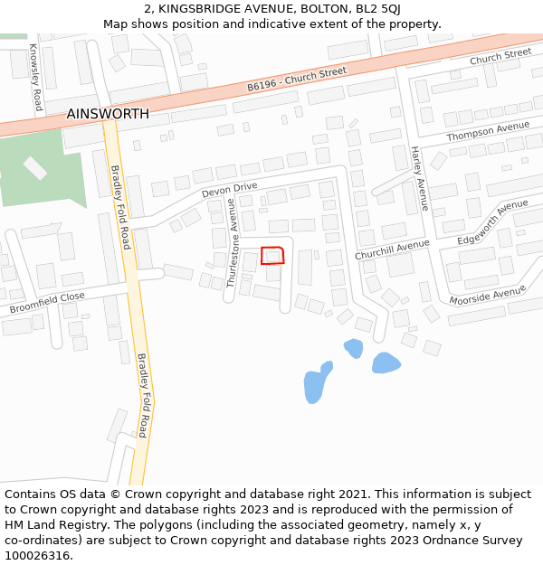 2, KINGSBRIDGE AVENUE, BOLTON, BL2 5QJ: Location map and indicative extent of plot
