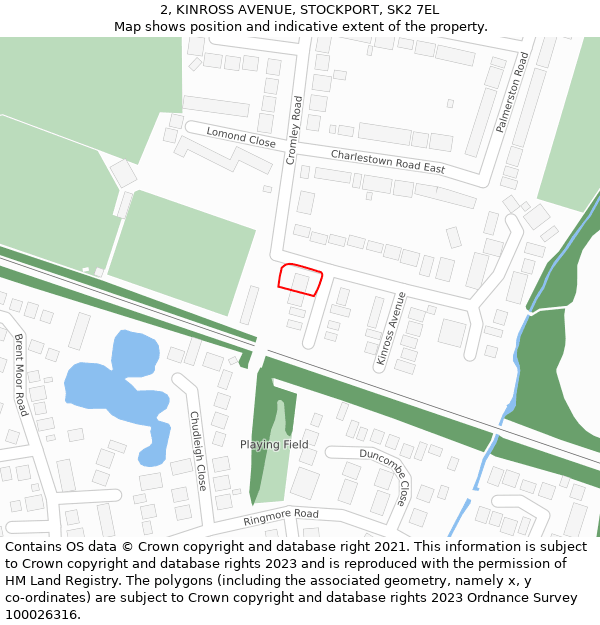 2, KINROSS AVENUE, STOCKPORT, SK2 7EL: Location map and indicative extent of plot