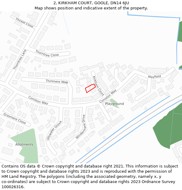 2, KIRKHAM COURT, GOOLE, DN14 6JU: Location map and indicative extent of plot