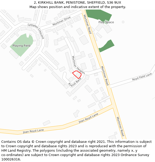2, KIRKHILL BANK, PENISTONE, SHEFFIELD, S36 9UX: Location map and indicative extent of plot