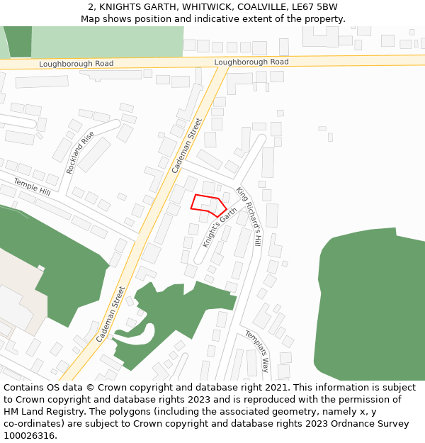 2, KNIGHTS GARTH, WHITWICK, COALVILLE, LE67 5BW: Location map and indicative extent of plot