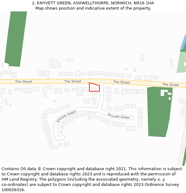 2, KNYVETT GREEN, ASHWELLTHORPE, NORWICH, NR16 1HA: Location map and indicative extent of plot
