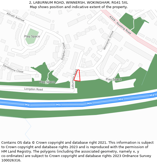 2, LABURNUM ROAD, WINNERSH, WOKINGHAM, RG41 5XL: Location map and indicative extent of plot