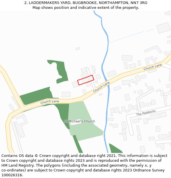 2, LADDERMAKERS YARD, BUGBROOKE, NORTHAMPTON, NN7 3RG: Location map and indicative extent of plot