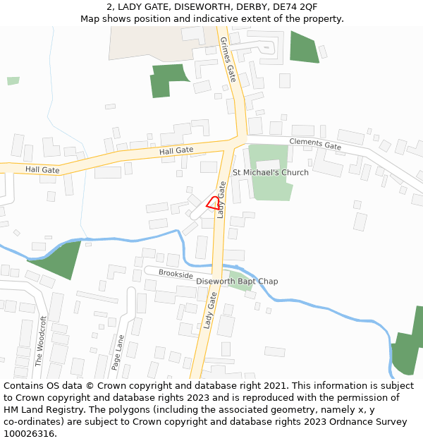 2, LADY GATE, DISEWORTH, DERBY, DE74 2QF: Location map and indicative extent of plot