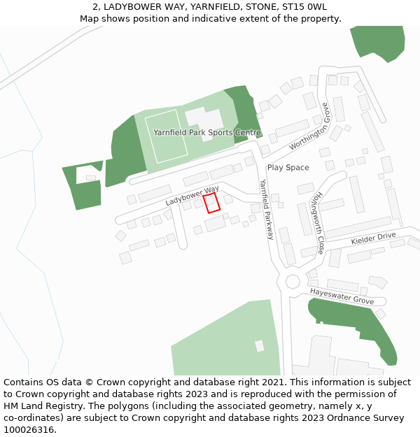 2, LADYBOWER WAY, YARNFIELD, STONE, ST15 0WL: Location map and indicative extent of plot