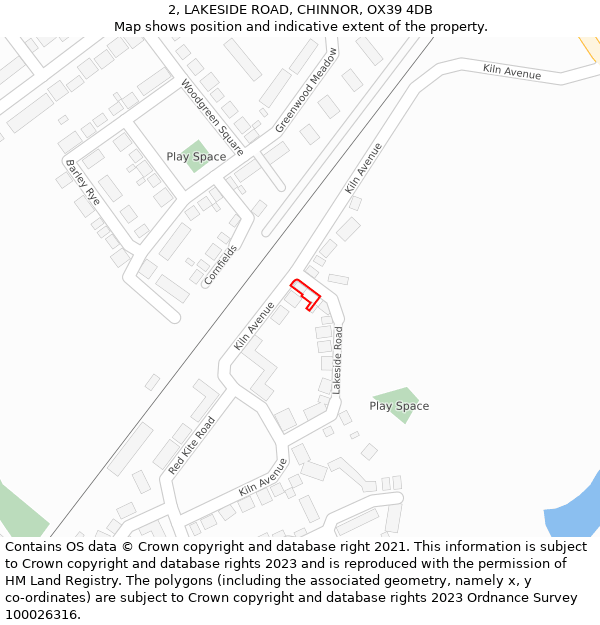 2, LAKESIDE ROAD, CHINNOR, OX39 4DB: Location map and indicative extent of plot