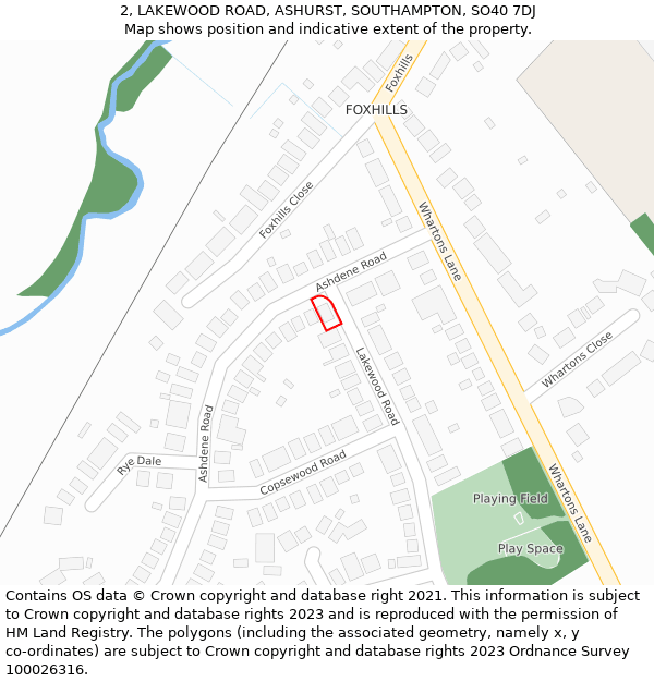 2, LAKEWOOD ROAD, ASHURST, SOUTHAMPTON, SO40 7DJ: Location map and indicative extent of plot