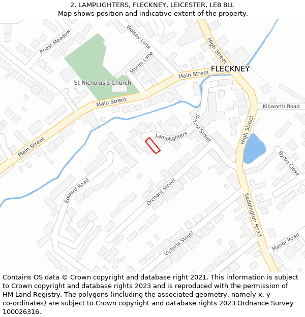 2, LAMPLIGHTERS, FLECKNEY, LEICESTER, LE8 8LL: Location map and indicative extent of plot