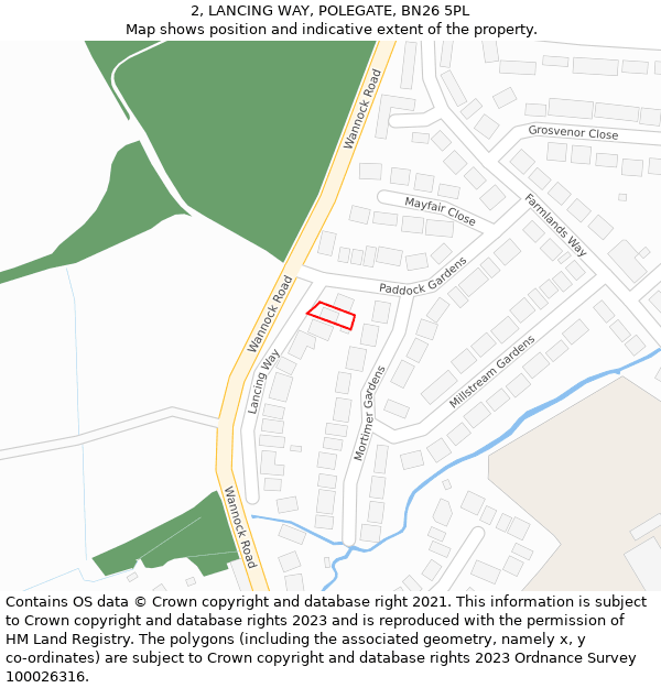 2, LANCING WAY, POLEGATE, BN26 5PL: Location map and indicative extent of plot