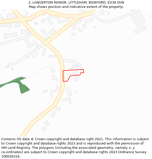 2, LANGERTON MANOR, LITTLEHAM, BIDEFORD, EX39 5HN: Location map and indicative extent of plot