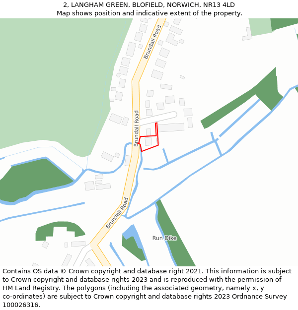 2, LANGHAM GREEN, BLOFIELD, NORWICH, NR13 4LD: Location map and indicative extent of plot