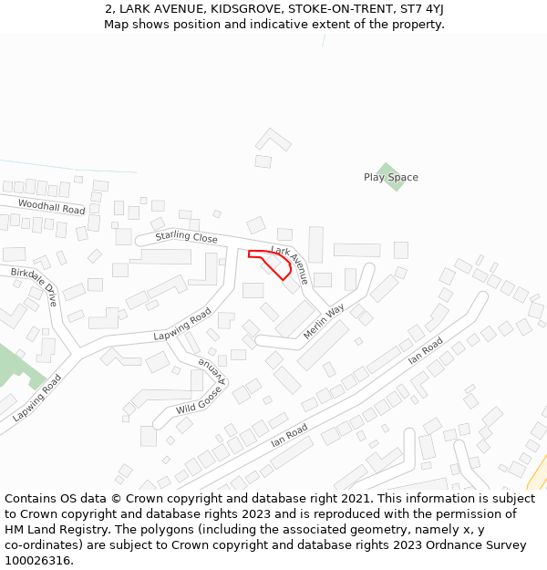 2, LARK AVENUE, KIDSGROVE, STOKE-ON-TRENT, ST7 4YJ: Location map and indicative extent of plot