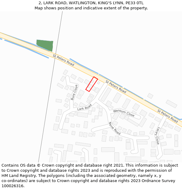 2, LARK ROAD, WATLINGTON, KING'S LYNN, PE33 0TL: Location map and indicative extent of plot