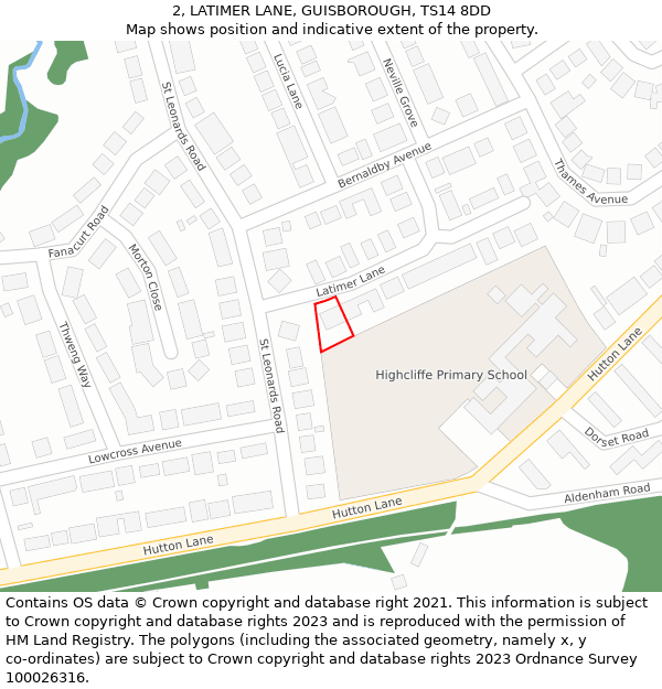 2, LATIMER LANE, GUISBOROUGH, TS14 8DD: Location map and indicative extent of plot