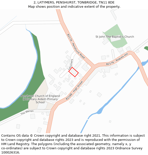 2, LATYMERS, PENSHURST, TONBRIDGE, TN11 8DE: Location map and indicative extent of plot