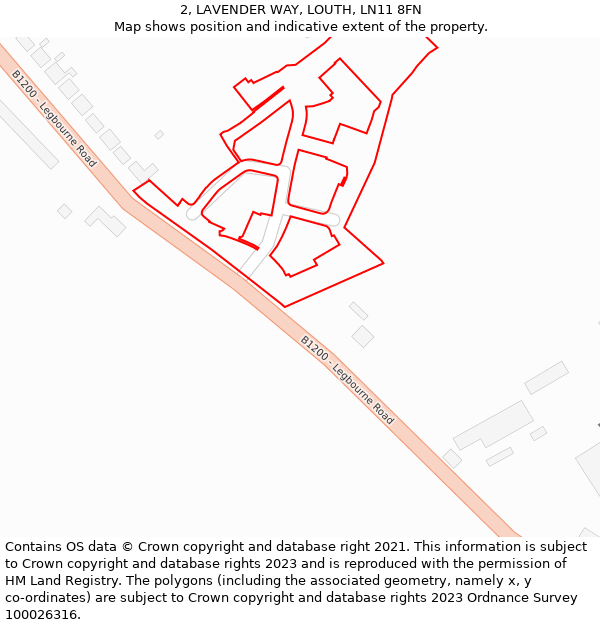 2, LAVENDER WAY, LOUTH, LN11 8FN: Location map and indicative extent of plot