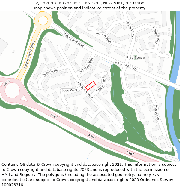 2, LAVENDER WAY, ROGERSTONE, NEWPORT, NP10 9BA: Location map and indicative extent of plot