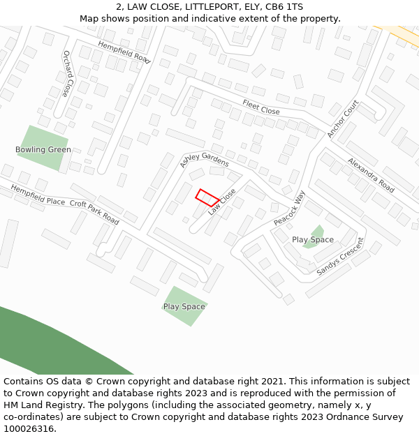 2, LAW CLOSE, LITTLEPORT, ELY, CB6 1TS: Location map and indicative extent of plot