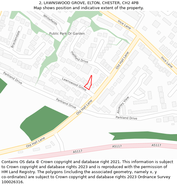 2, LAWNSWOOD GROVE, ELTON, CHESTER, CH2 4PB: Location map and indicative extent of plot