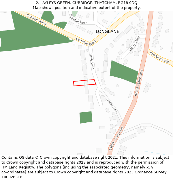 2, LAYLEYS GREEN, CURRIDGE, THATCHAM, RG18 9DQ: Location map and indicative extent of plot