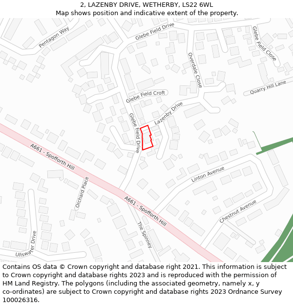 2, LAZENBY DRIVE, WETHERBY, LS22 6WL: Location map and indicative extent of plot