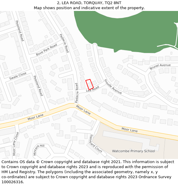 2, LEA ROAD, TORQUAY, TQ2 8NT: Location map and indicative extent of plot