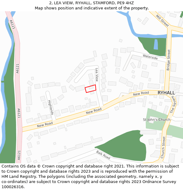 2, LEA VIEW, RYHALL, STAMFORD, PE9 4HZ: Location map and indicative extent of plot