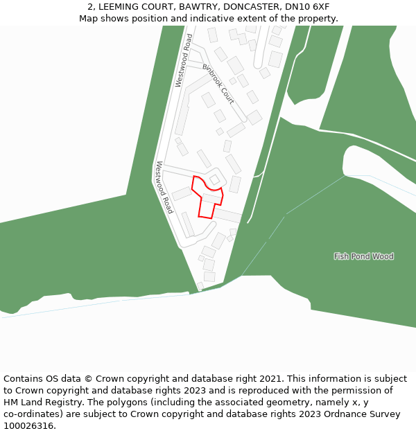 2, LEEMING COURT, BAWTRY, DONCASTER, DN10 6XF: Location map and indicative extent of plot