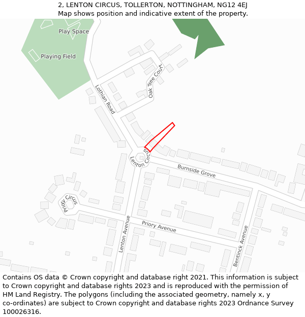 2, LENTON CIRCUS, TOLLERTON, NOTTINGHAM, NG12 4EJ: Location map and indicative extent of plot