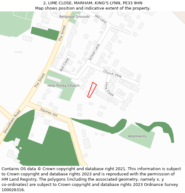 2, LIME CLOSE, MARHAM, KING'S LYNN, PE33 9HN: Location map and indicative extent of plot