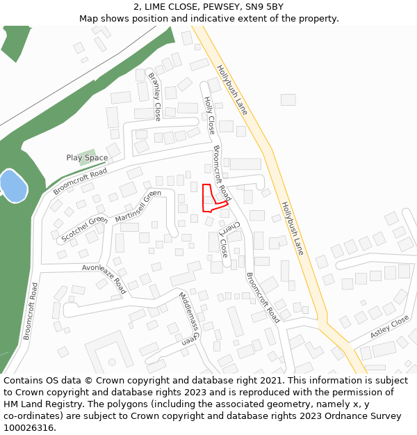 2, LIME CLOSE, PEWSEY, SN9 5BY: Location map and indicative extent of plot