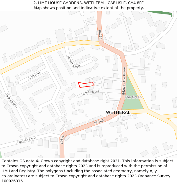 2, LIME HOUSE GARDENS, WETHERAL, CARLISLE, CA4 8FE: Location map and indicative extent of plot