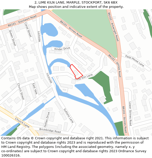 2, LIME KILN LANE, MARPLE, STOCKPORT, SK6 6BX: Location map and indicative extent of plot