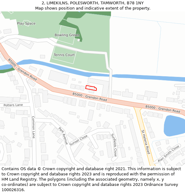 2, LIMEKILNS, POLESWORTH, TAMWORTH, B78 1NY: Location map and indicative extent of plot