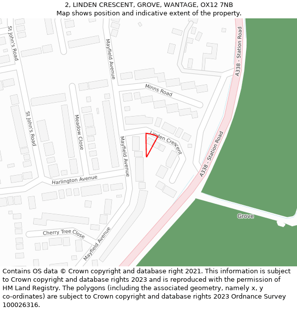 2, LINDEN CRESCENT, GROVE, WANTAGE, OX12 7NB: Location map and indicative extent of plot