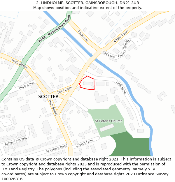 2, LINDHOLME, SCOTTER, GAINSBOROUGH, DN21 3UR: Location map and indicative extent of plot