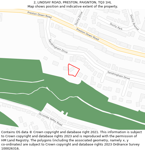 2, LINDSAY ROAD, PRESTON, PAIGNTON, TQ3 1HL: Location map and indicative extent of plot