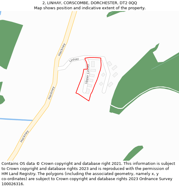 2, LINHAY, CORSCOMBE, DORCHESTER, DT2 0QQ: Location map and indicative extent of plot