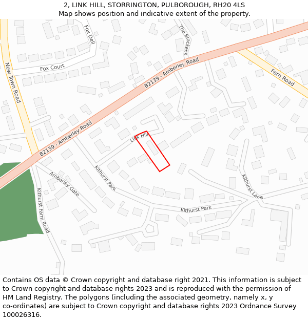 2, LINK HILL, STORRINGTON, PULBOROUGH, RH20 4LS: Location map and indicative extent of plot